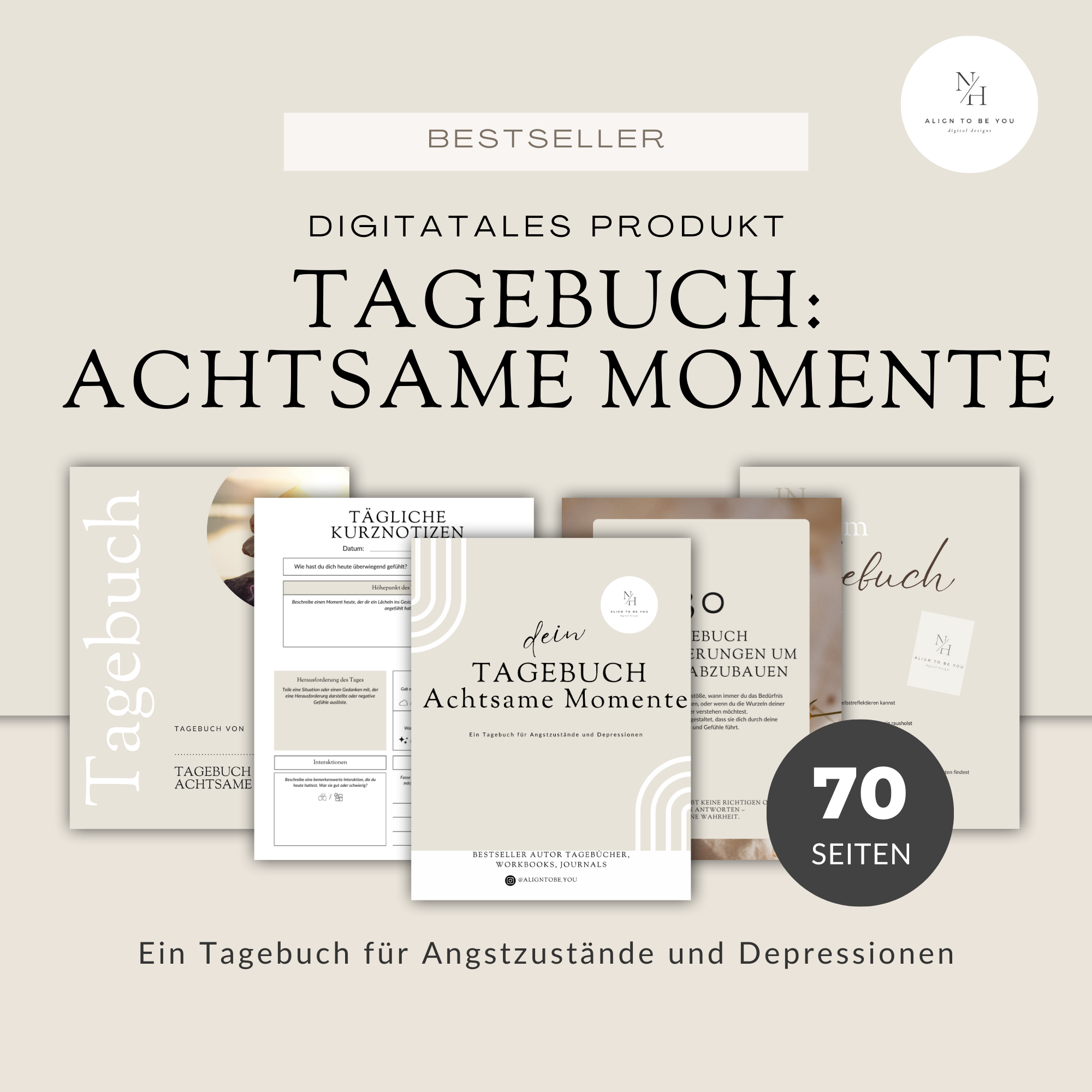 Achtsame Momente: Ein Tagebuch für Angstzustände und Depressionen